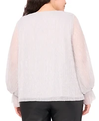 Vince Camuto Plus Metallic V-Neck Blouse