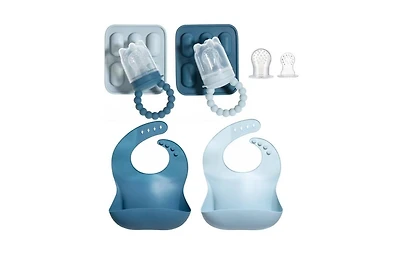 Silicone Baby Fruit Feeders and Baby Bibs Set - First Stage Baby Must-Haves, Gum-Friendly, Bpa-Free, Easy to Clean Feeding Accessories for Infants