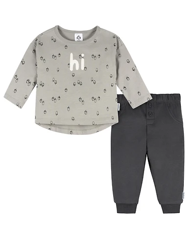 Gerber Baby Boys' 2-Piece Top & Joggers, Gray Arcon, 12 Months
