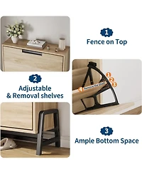 Shoe Storage Cabinet with 2 Flip Drawers, Freestanding Shoe Organizer with Metal Legs, Adjustable Shelf Narrow Shoe Rack Cabinet for Entryway, Foyer,