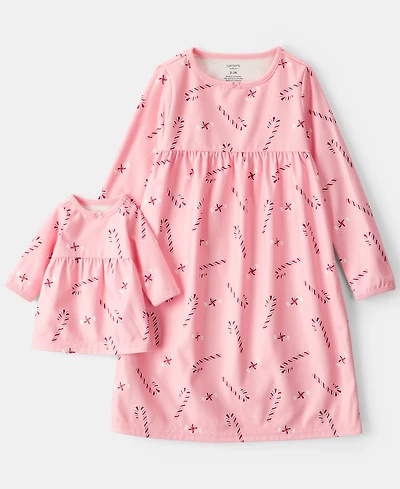 Carter's Girls 2T-14 2-Piece Candy Cane Print Long-Sleeve Night Gown Set