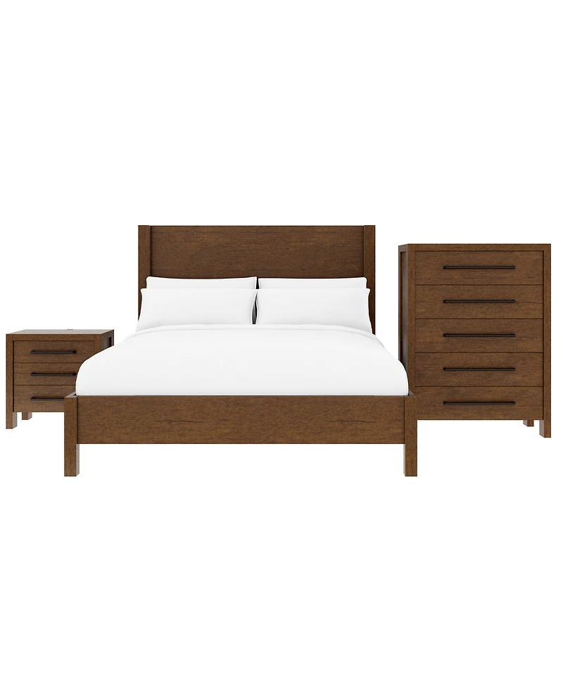 Davie 3-Pc. Queen Bedroom Set (Panel Bed, Chest & 3-Drawer Nightstand)