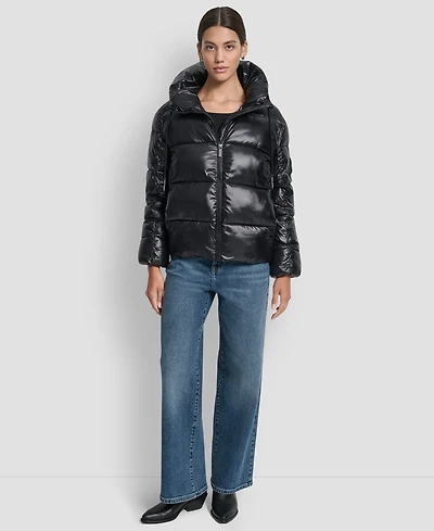 Dkny Jeans Women's Long Sleeve Quilted Puffer Jacket