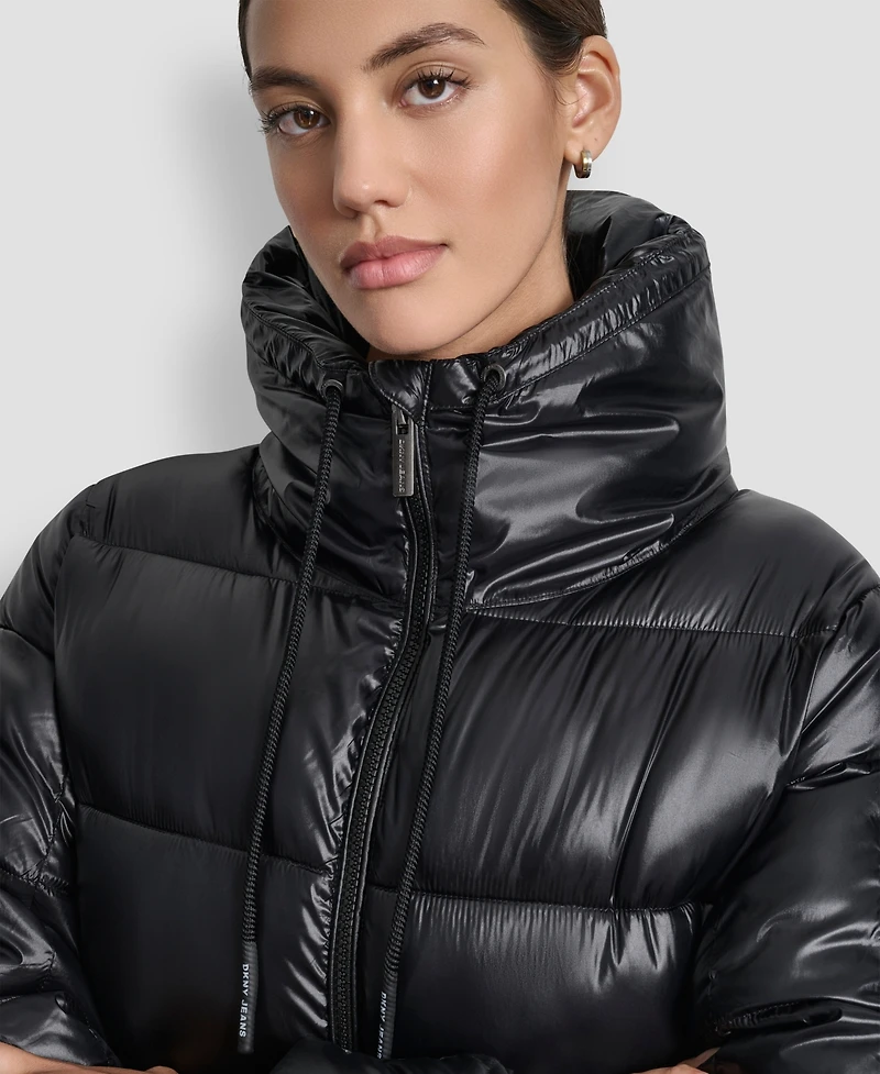 Dkny Jeans Women's Long Sleeve Quilted Puffer Jacket