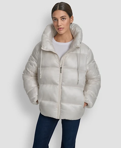 Dkny Jeans Women's Long Sleeve Quilted Puffer Jacket