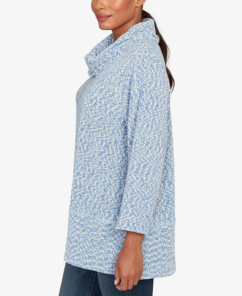 Ruby Rd. Petite Cowl Neck Space Dye Chenille Knit Top