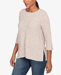 Ruby Rd. Petite Speckled Heather Rib Knit Top