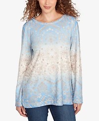 Ruby Rd. Petite Brushed Medallion Hatchi Knit Top