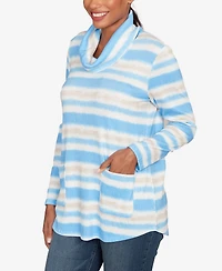 Ruby Rd. Petite Ribbed Stripe Patch Pocket Knit Top