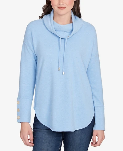 Ruby Rd. Petite Cowl Neck Cozy Hatchi Drawstring Top
