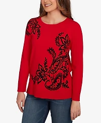 Ruby Rd. Petite Floral Paisley Jacquard Sweater
