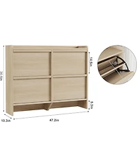 Shoe Cabinet with 4 Flip Drawers, Wooden Shoe Organizer Cabinet with Adjustable Shelf, Shoe Storage for Entryway, Hidden Shoe Cabinet for Hallway, Liv