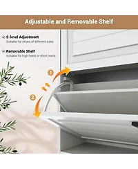 Shoe Storage Cabinet with 3 Flip Drawers and 2 Drawers, Hidden Wood Shoe Cabinet for Entryway, Freestanding Shoes Organizer Cabinet, White