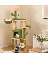 Gymax 63'' Cactus Cat Tree for Indoor Cats w/ Sisal Scratching Posts & Board Condo