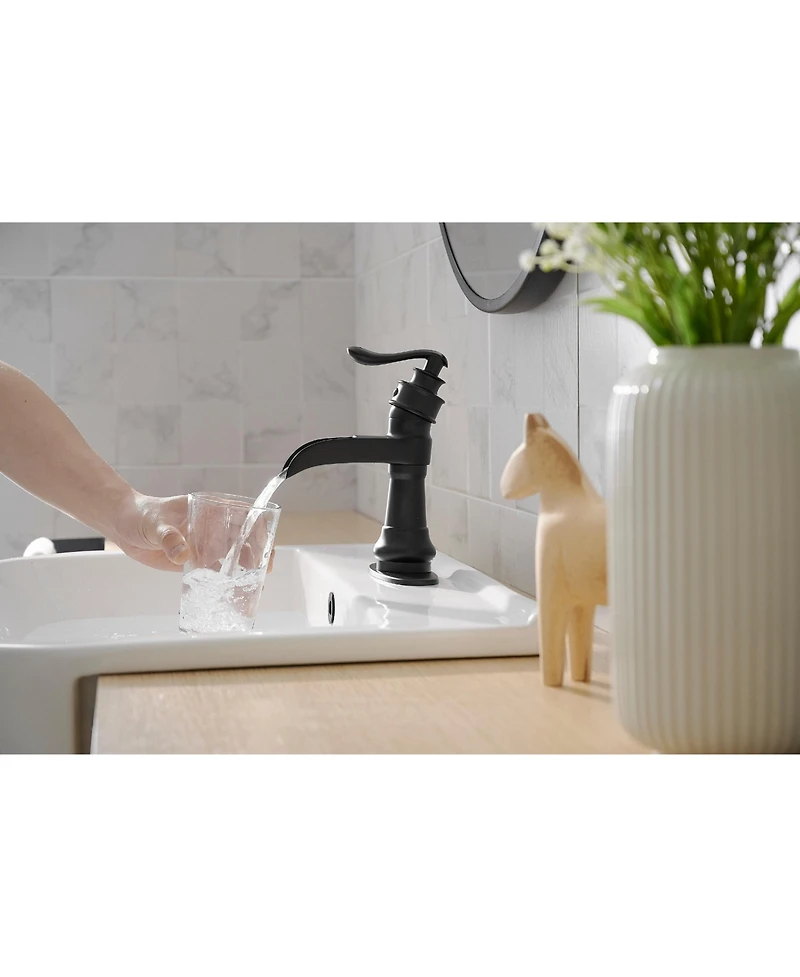 Single Hole Single-Handle Low-Arc Bathroom Faucet Matte Black