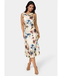 Bebe Women's Printed Satin Cowl Maxi Dress