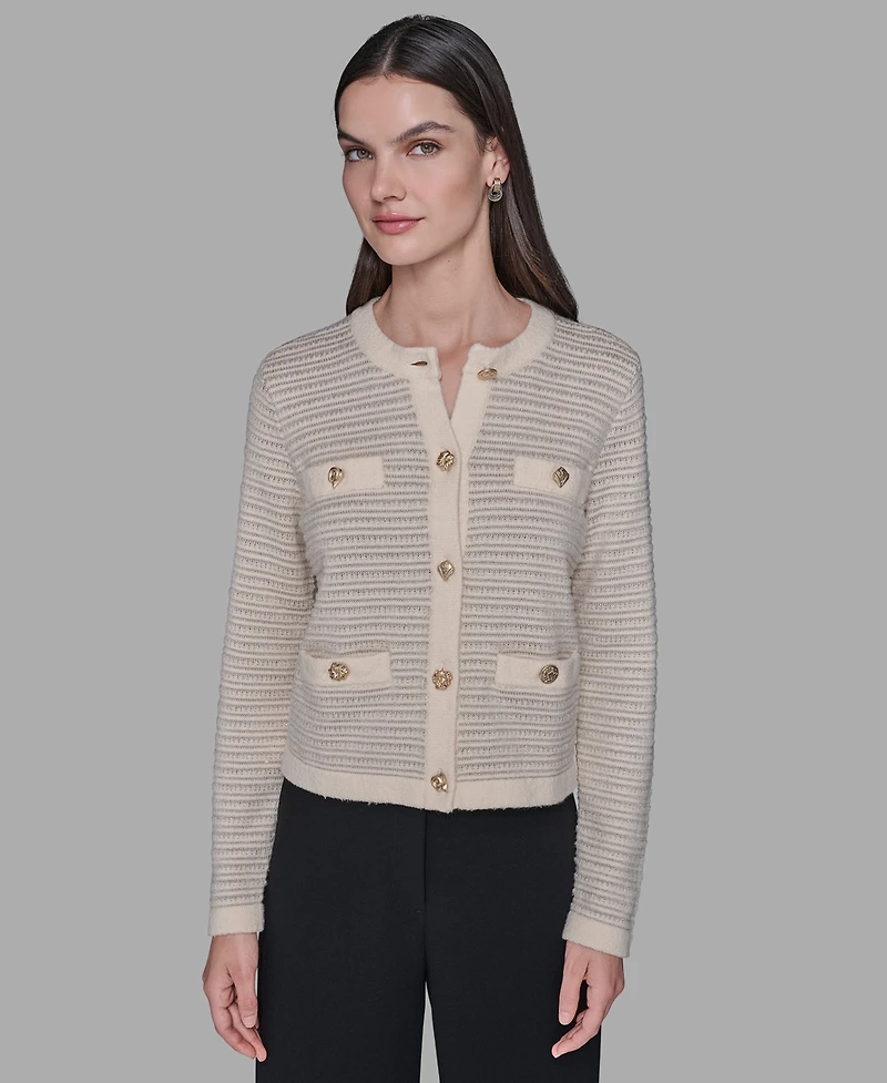 Karl Lagerfeld Paris Petite 4-Pocket Long Sleeves Cardigan Sweater