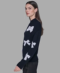 Karl Lagerfeld Paris Petite Bow Long Sleeves Sweater