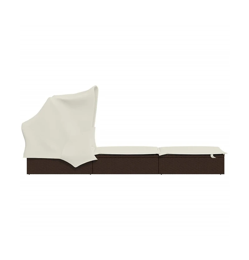 Sunbed Brown Pe Rattan, Powder-Coated Steel 83.9x24.8x38.2 in