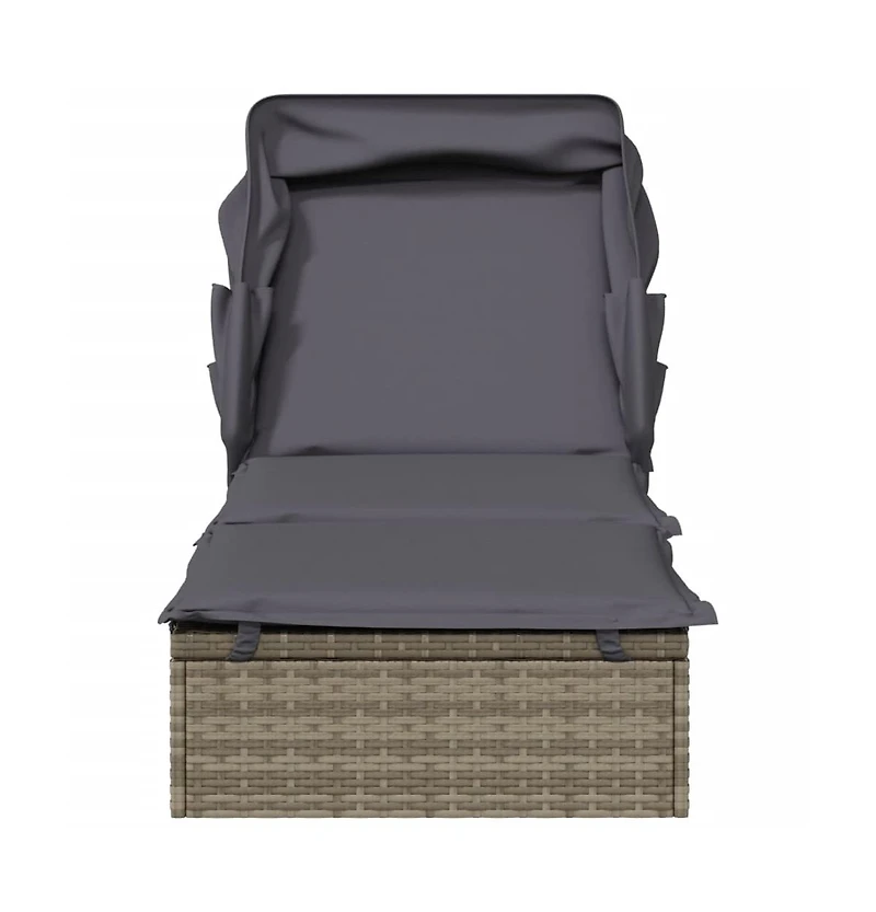 Sunbed Grey Pe Rattan, Powder-Coated Steel 83.1 x 25.6 in
