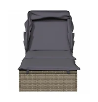 Sunbed Grey Pe Rattan, Powder-Coated Steel 83.1 x 25.6 in