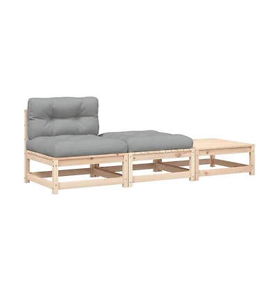 Patio Sofa Gray, Natural Wood