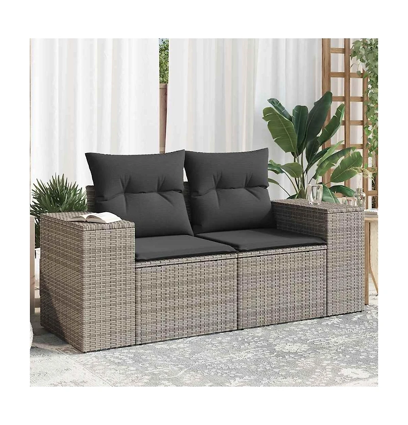 Garden Sofa Grey Pe rattan Medium Adjustable Feet Garden Sofa