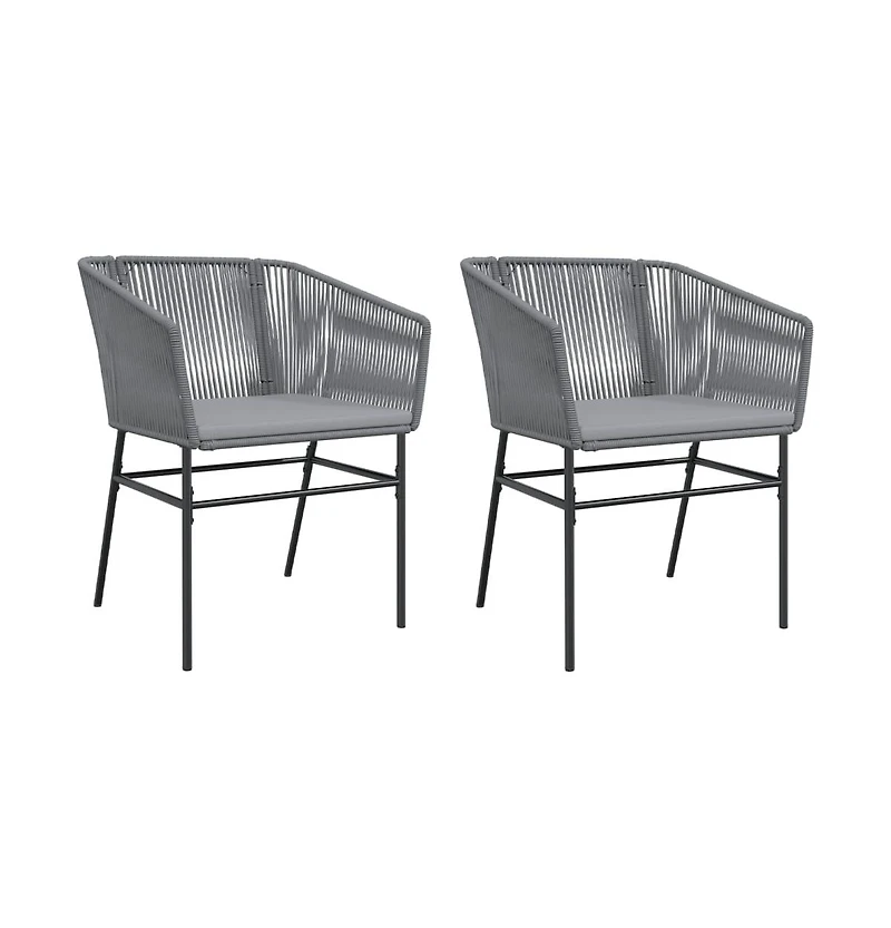Garden Chair Gray Pe rattan, Powder-Coated Steel Medium