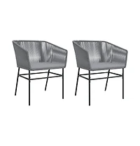 Garden Chair Gray Pe rattan, Powder-Coated Steel Medium