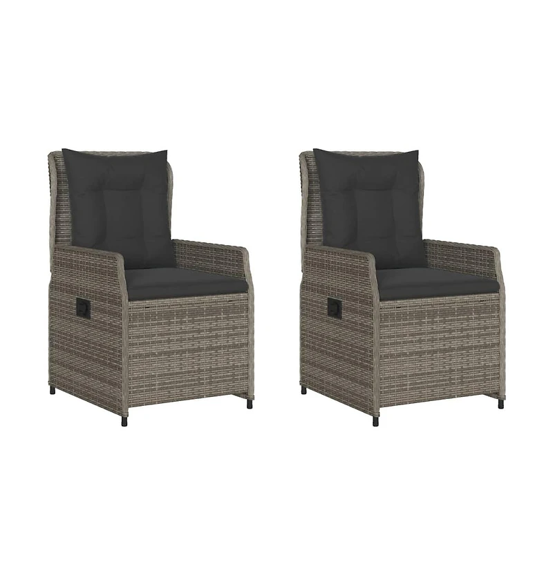 Reclining Garden Chair Grey Pe rattan, powder-coated steel Single