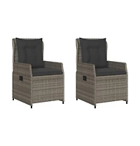 Reclining Garden Chair Grey Pe rattan, powder-coated steel Single