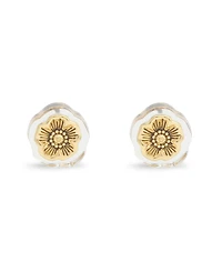 Coach Gold Plated Tea Rose Stud Earrings