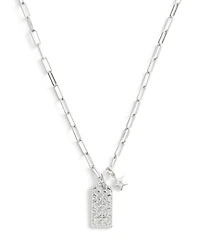 Coach Rhodium Plated Hangtag Pendant Necklace