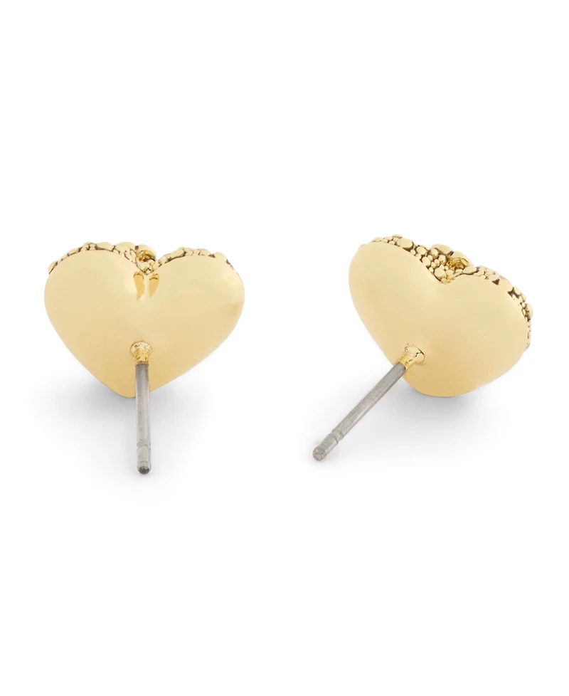 Coach Gold Plated Pave Heart Stud Earrings