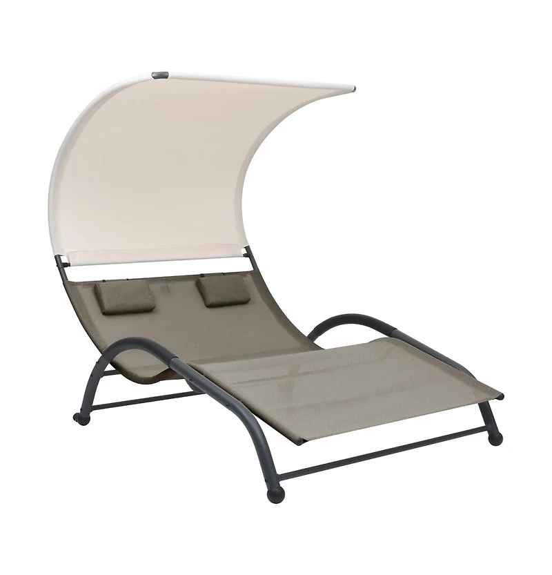 Sun Lounger Taupe Textilene, steel Double Double Sun Lounger