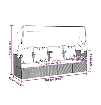 Outdoor Lounge Bed Black Poly rattan, powder-coated steel, polyester