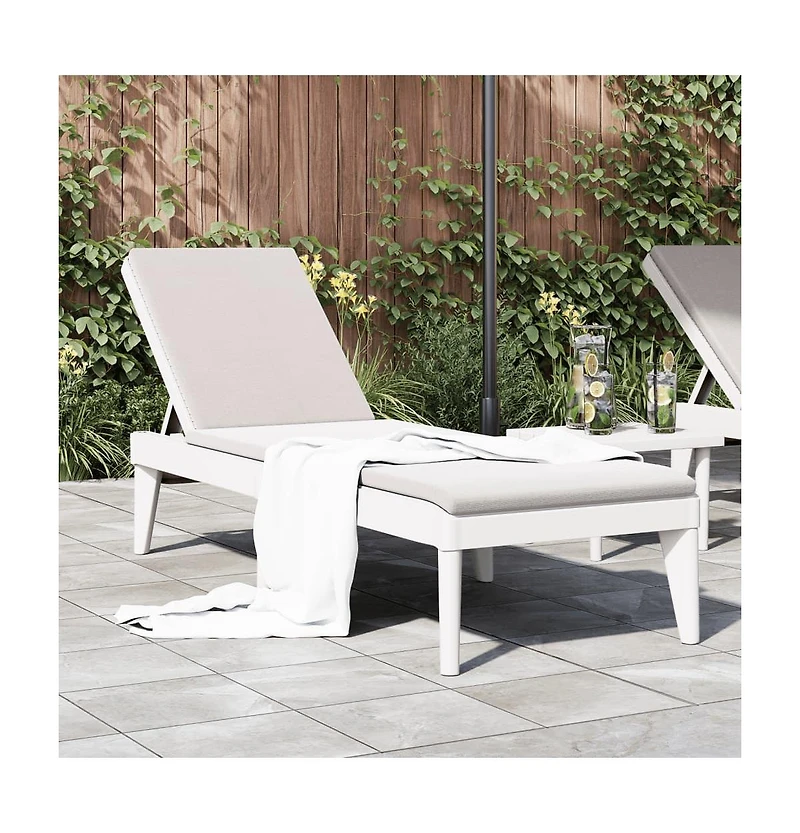 Sun Lounger White Polypropylene Medium Multi-Position Backrest