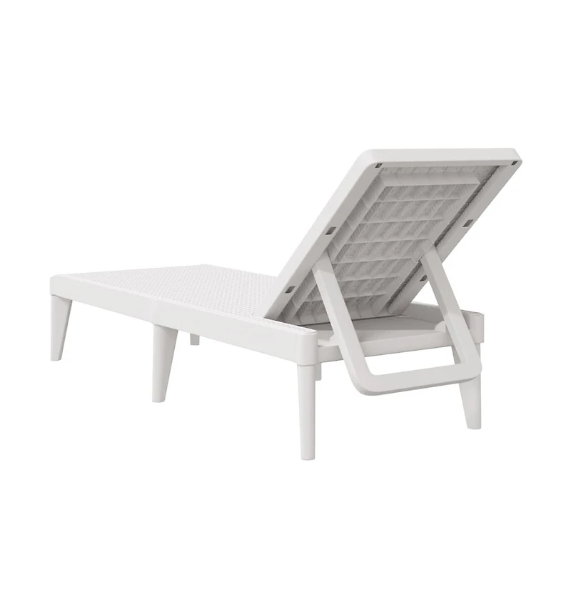 Sun Lounger White Polypropylene Medium Multi-Position Backrest