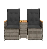 Reclining Garden Sofa Grey Pe Rattan Standard for 2-seater sofas