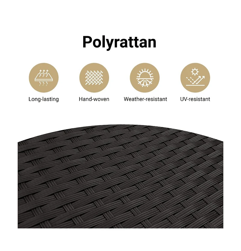 Garden Sofa Black Pe rattan, powder-coated steel, solid acacia wood