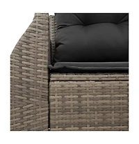 Garden Sofa Grey Pe Rattan, Powder-coated Steel Medium Modular