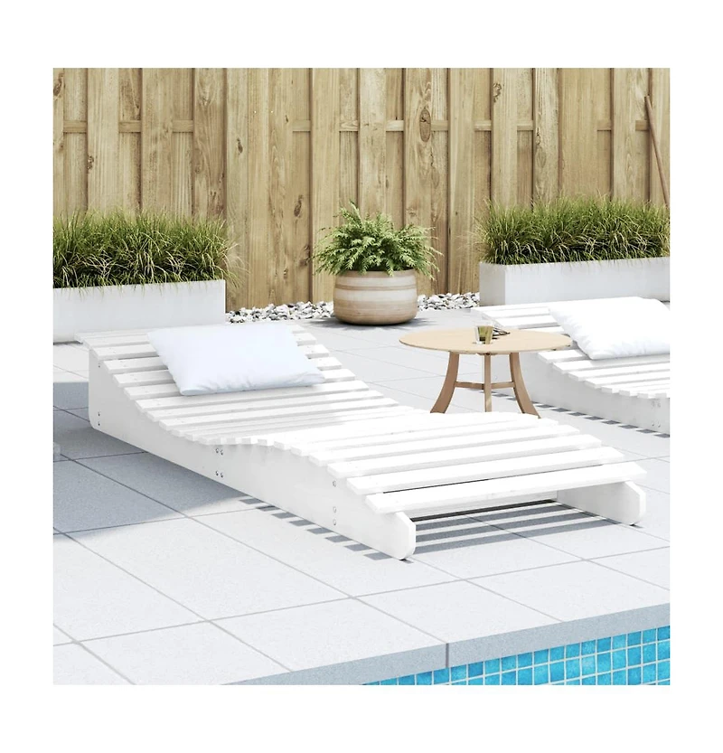 Sun Lounger White Solid pine wood 80.7 x 31.5 x 12.4 in Ergonomic