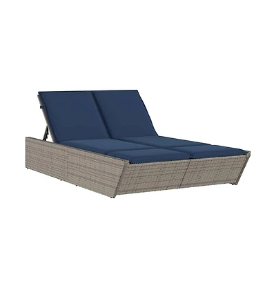 Patio Double Sun Lounger Gray Pe Rattan Double