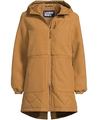 Lands' End Women's High Pile Fleece Quilted Mixed Media Parka