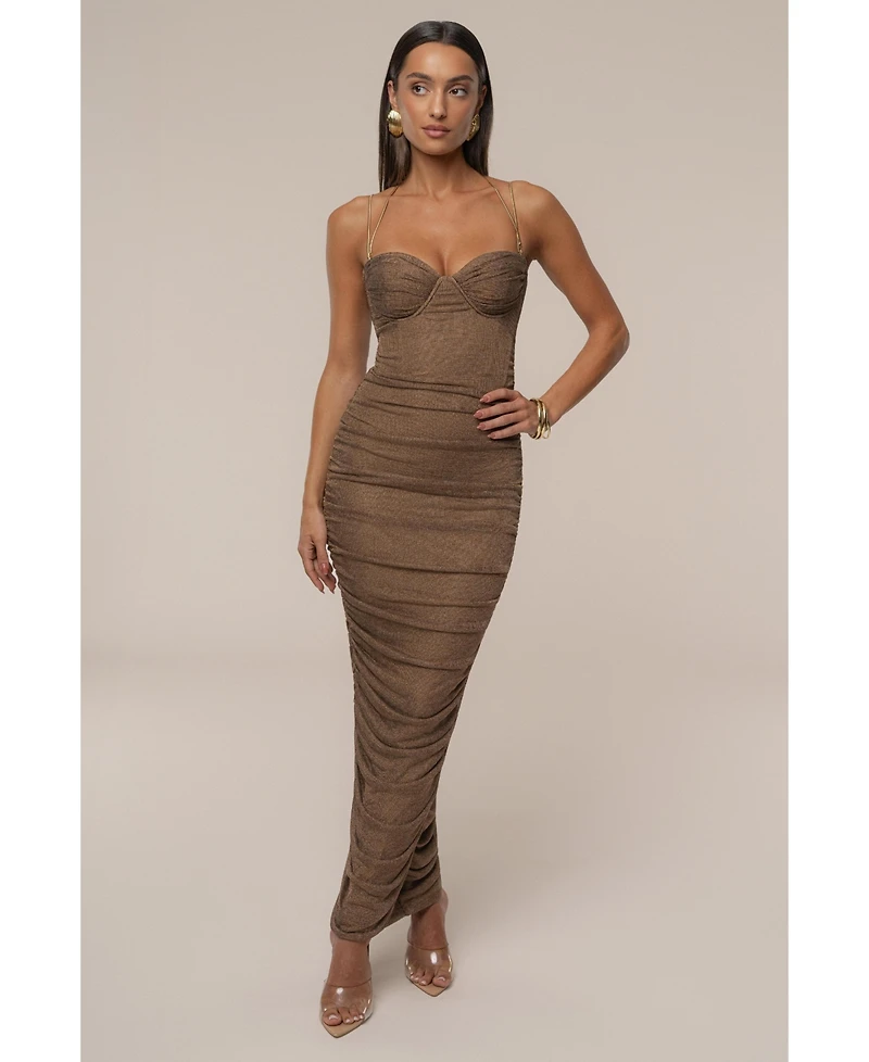 Jluxlabel Women's Ruched Metallic Maxi Dress