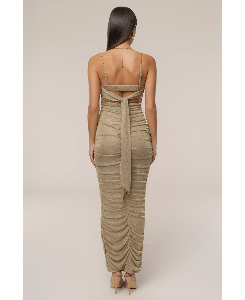 Jluxlabel Women's Ruched Metallic Maxi Dress