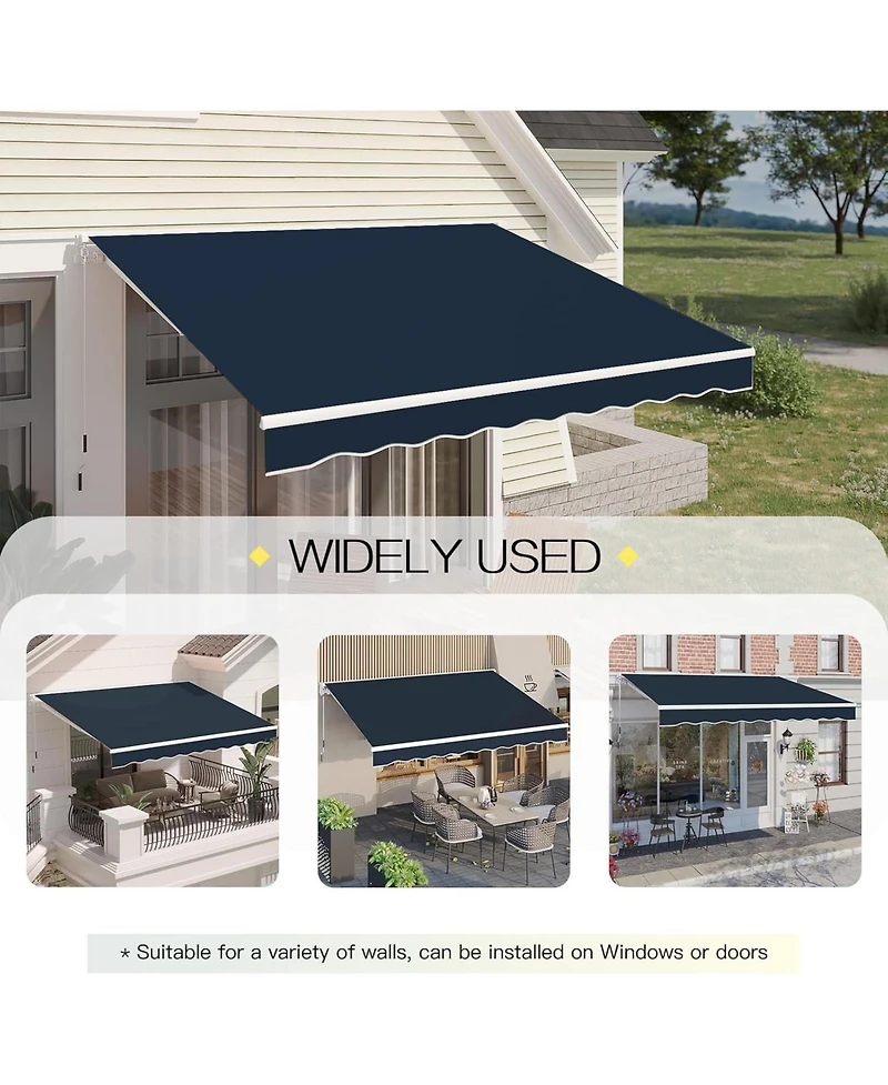 Aecojoy 10'x8' Manual Retractable Awning Sun Shade, Patio Awning Canopy