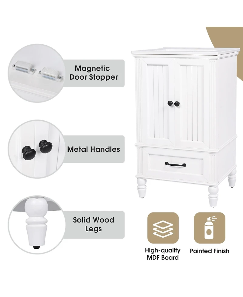 Bathroom Vanity with Sink Bathroom Cabinet A Drawer White