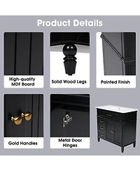 Bathroom Vanity with Sink Black Bathroom Cabinet with Drawers Solid Frame and Mdf Board One Package