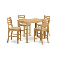 East West Furniture YACF5-oak-c 5 Pc counter height pub set - counter height Table and 4 bar stools.